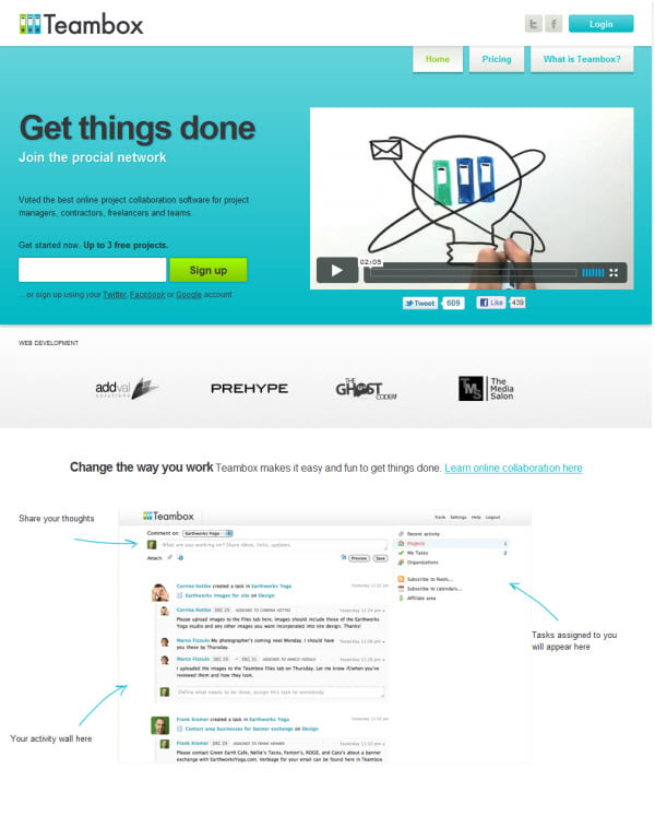 teambox για online Διαχείριση Projects & Συνεργασία