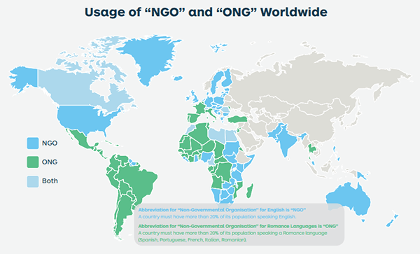 χάρτης NGO domain και ONG domain